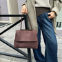 Retro Suede Leather Tote Bag with Shoulder Strap
